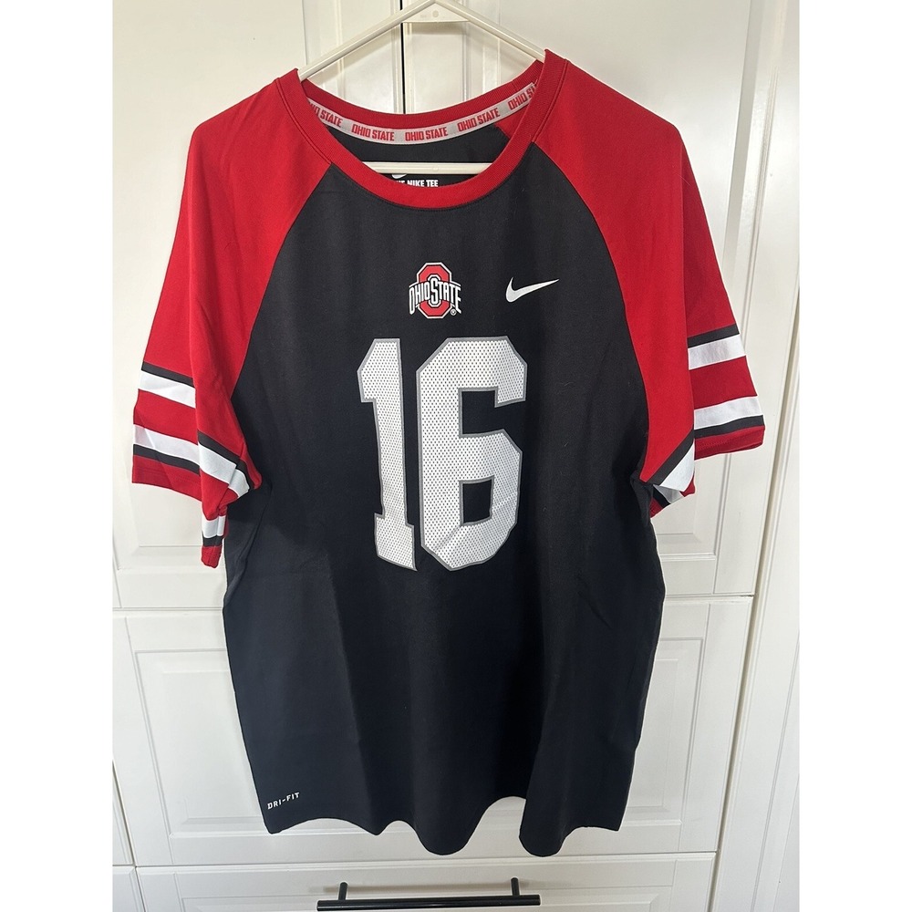 Ohio State Buckeyes #16 Nike T-Shirt  Blue/white/ Red Size XL